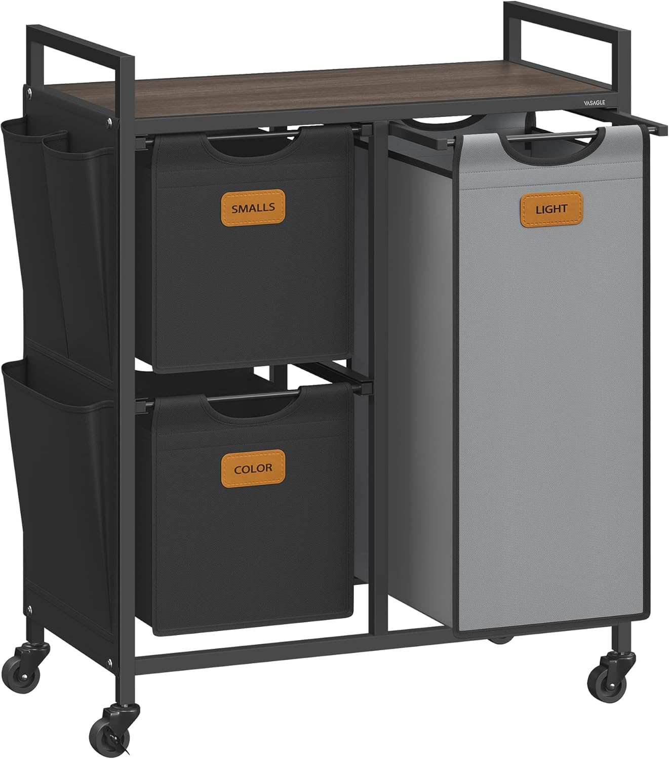 Laundry Hamper and Sorter: Rolling Cart with Shelves and Liners