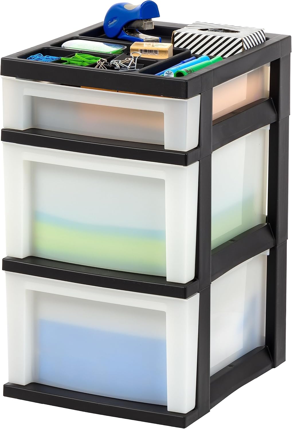 Rolling Plastic Storage Cart with Wheels – Black/Pearl