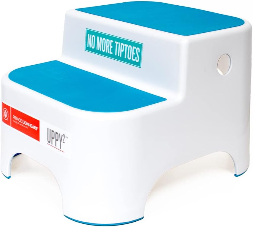 Dual Height Step Stool for Potty Training and Kitchen Use, Non-Slip Top and Sturdy Base