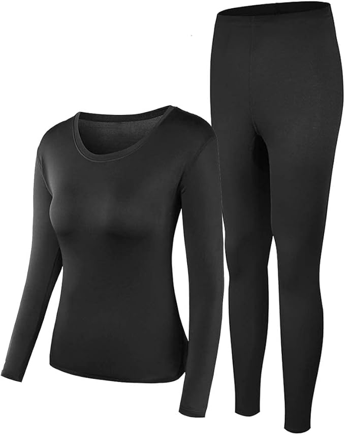 PISIQI Women’s Thermal Underwear Set – Ultra-Soft Long Johns Winter Base Layer, Large