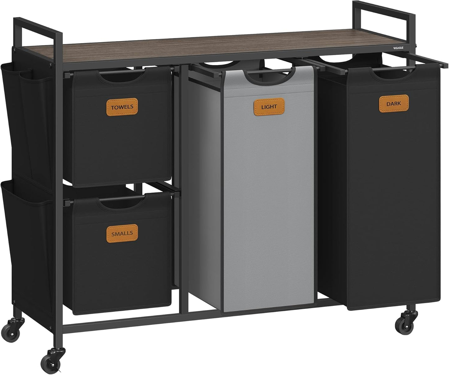 Laundry Hamper and Sorter: Rolling Cart with Shelves and Liners