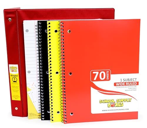 Elementary School Essentials Bundle (91 Pieces per Box) - Includes Binders, Folders, Notebooks, Filler Paper, Pencils, Notecards, Pens, and More