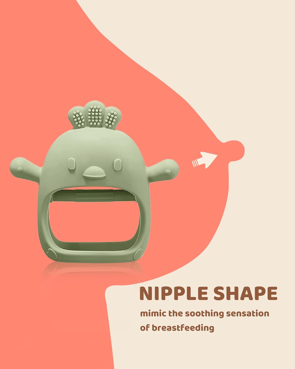 2-Pack Silicone Teething Mittens – BPA-Free Anti-Drop Baby Chew Toys (Green & Caramel, 3+ Months)