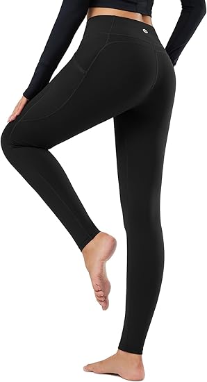 Women's Fleece Lined Leggings Thermal Warm Winter Tights High Waisted Yoga Pants with Pockets