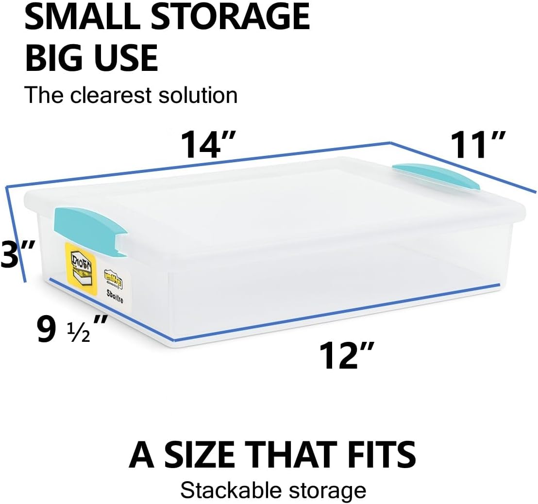 6-Quart Plastic Storage Containers with Lids - Large (14" x 11" x 3")