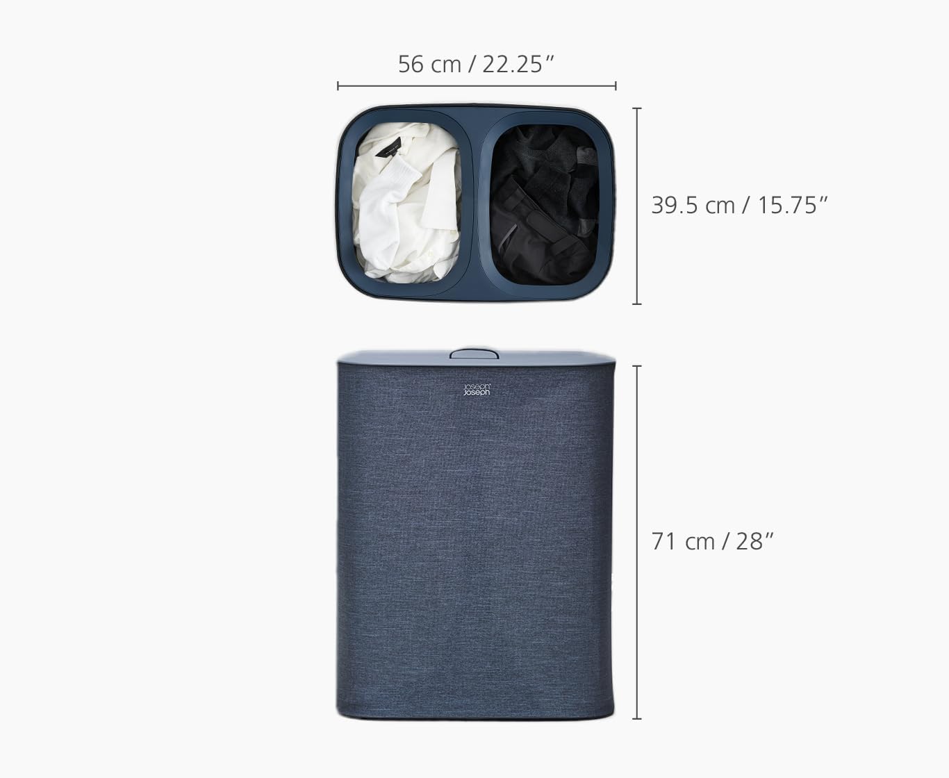 90L Laundry Hamper with Lid and 2 Removable Bags with Handles