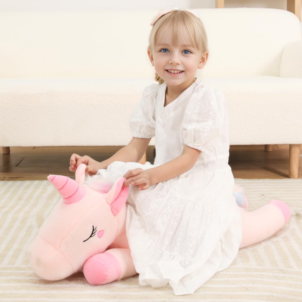 32" Jumbo Pink Unicorn Plush Toy – Soft Body Pillow Pet for Kids