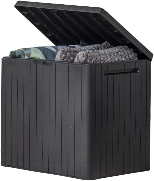 30-Gallon Resin Outdoor Storage Box and Patio Furniture Side Table