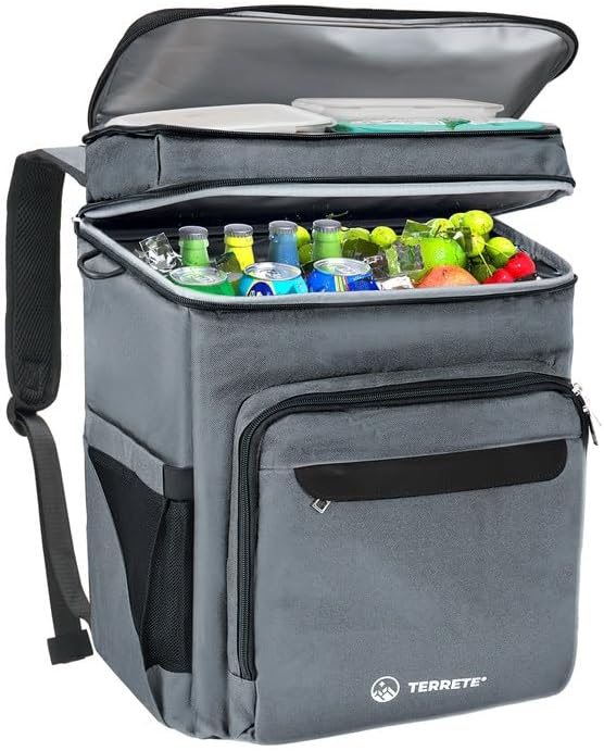 Insulated Backpack Cooler – Leakproof, Holds 30 Cans, Double Deck, Lightweight for Travel & Camping