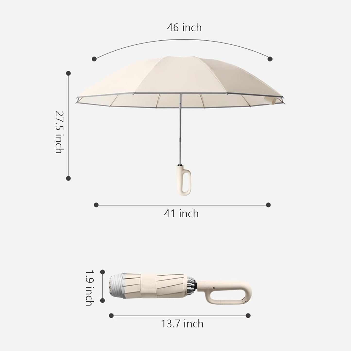 Ring Buckle Umbrella – Reflective Safety Strip, Sturdy Windproof, Reverse Automatic