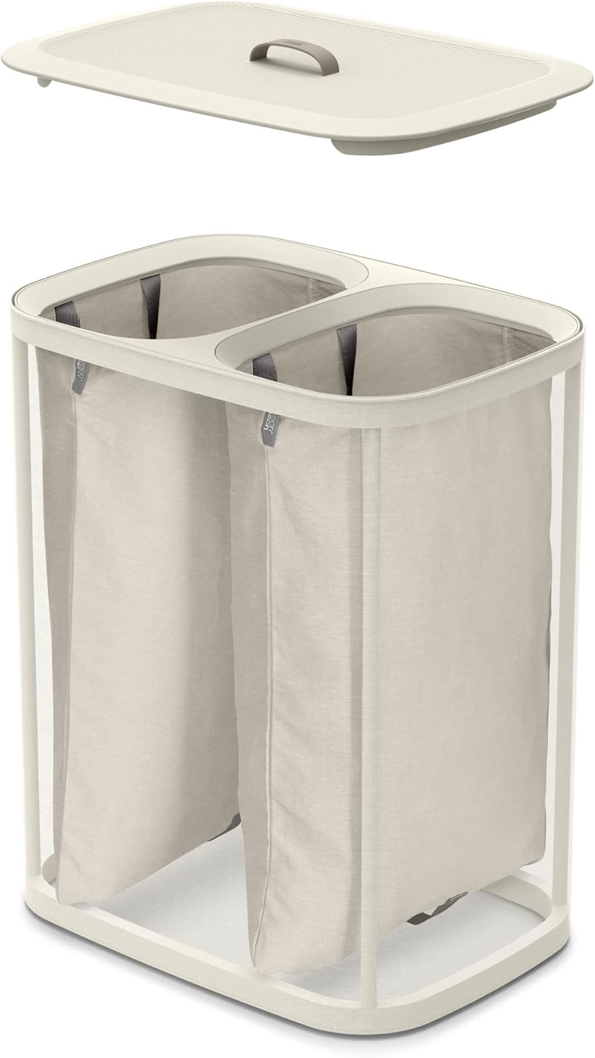 90L Laundry Hamper with Lid and 2 Removable Bags with Handles