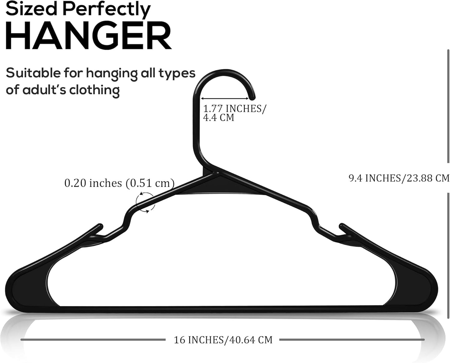 50-Pack Plastic Hangers – Durable Space-Saving Closet Organizers for Apartments and Dorms