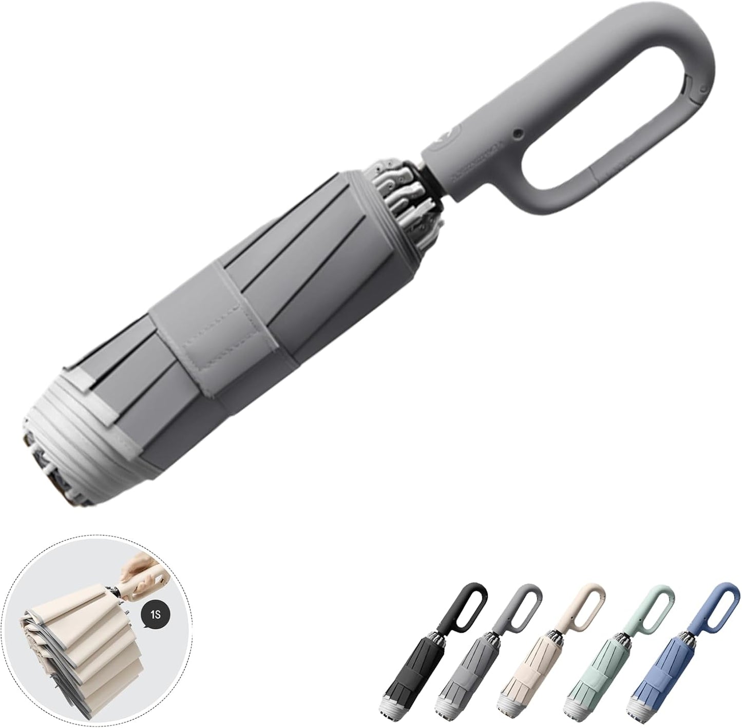 Ring Buckle Umbrella – Reflective Safety Strip, Sturdy Windproof, Reverse Automatic