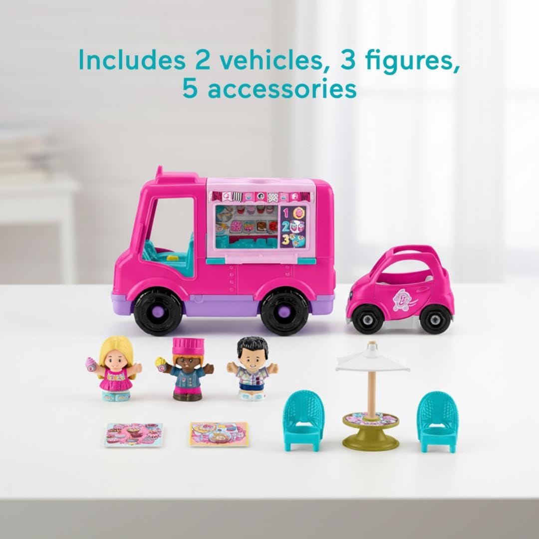 Little People Barbie Cupcake Truck – Musical Toddler Playset with 9 Pieces (18+ Months)