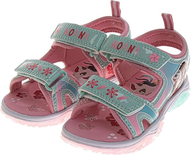 Moana LED Light-Up Sandals ā Outdoor Slip-On Strap Sandals for Toddler Girls ā Size 5-12 Little Kid