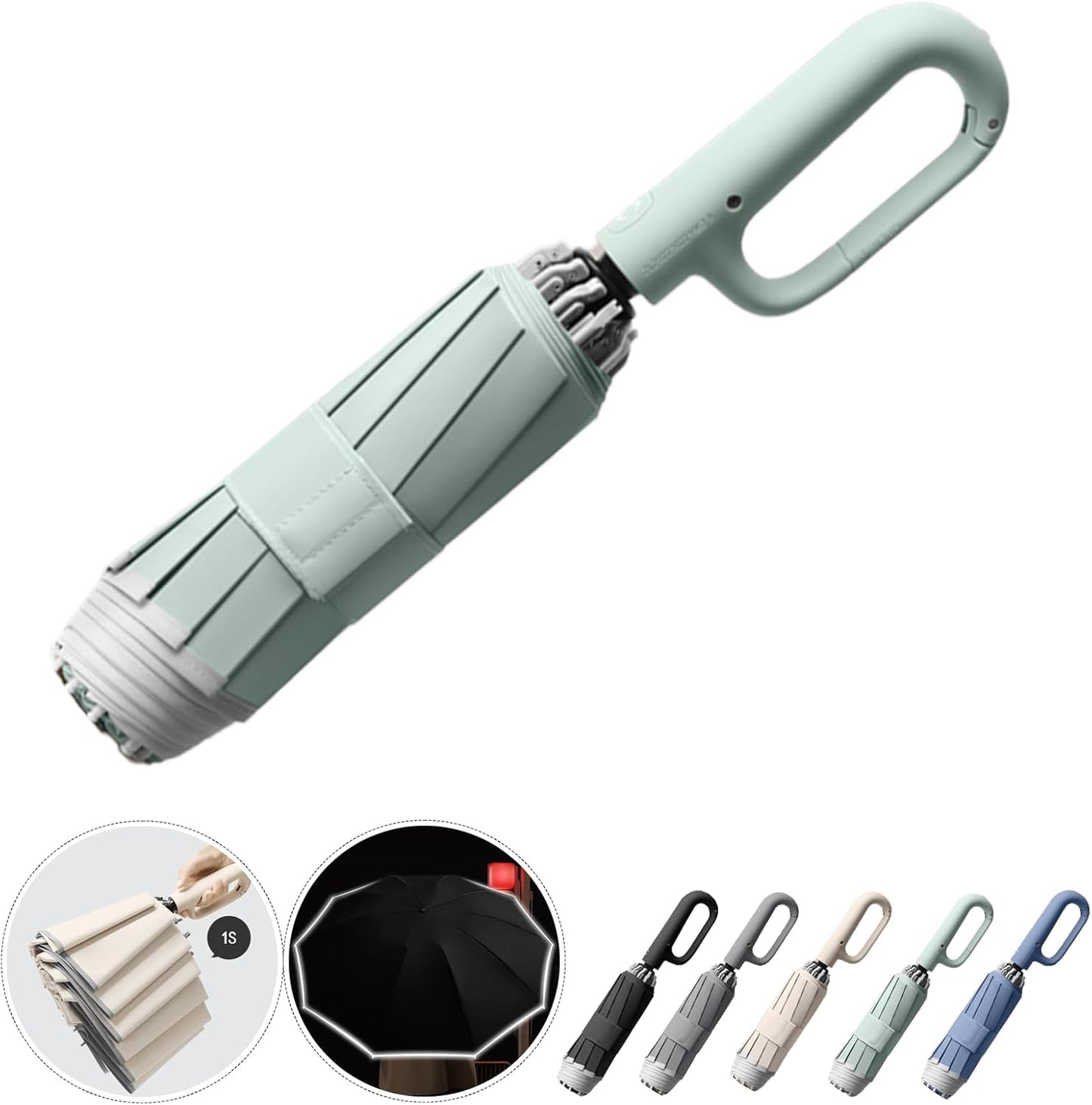 Ring Buckle Umbrella – Reflective Safety Strip, Sturdy Windproof, Reverse Automatic