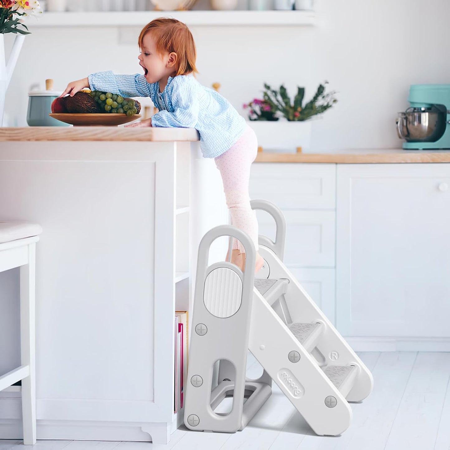 Foldable Kids Step Stool for Bathroom Sink and Potty Training, Non-Slip