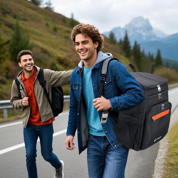 Insulated Backpack Cooler – Leakproof, Holds 30 Cans, Double Deck, Lightweight for Travel & Camping