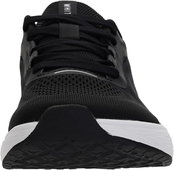 Black/White Men's Running Shoes with Zero Drop Design & Spacious Wide Toe Box
