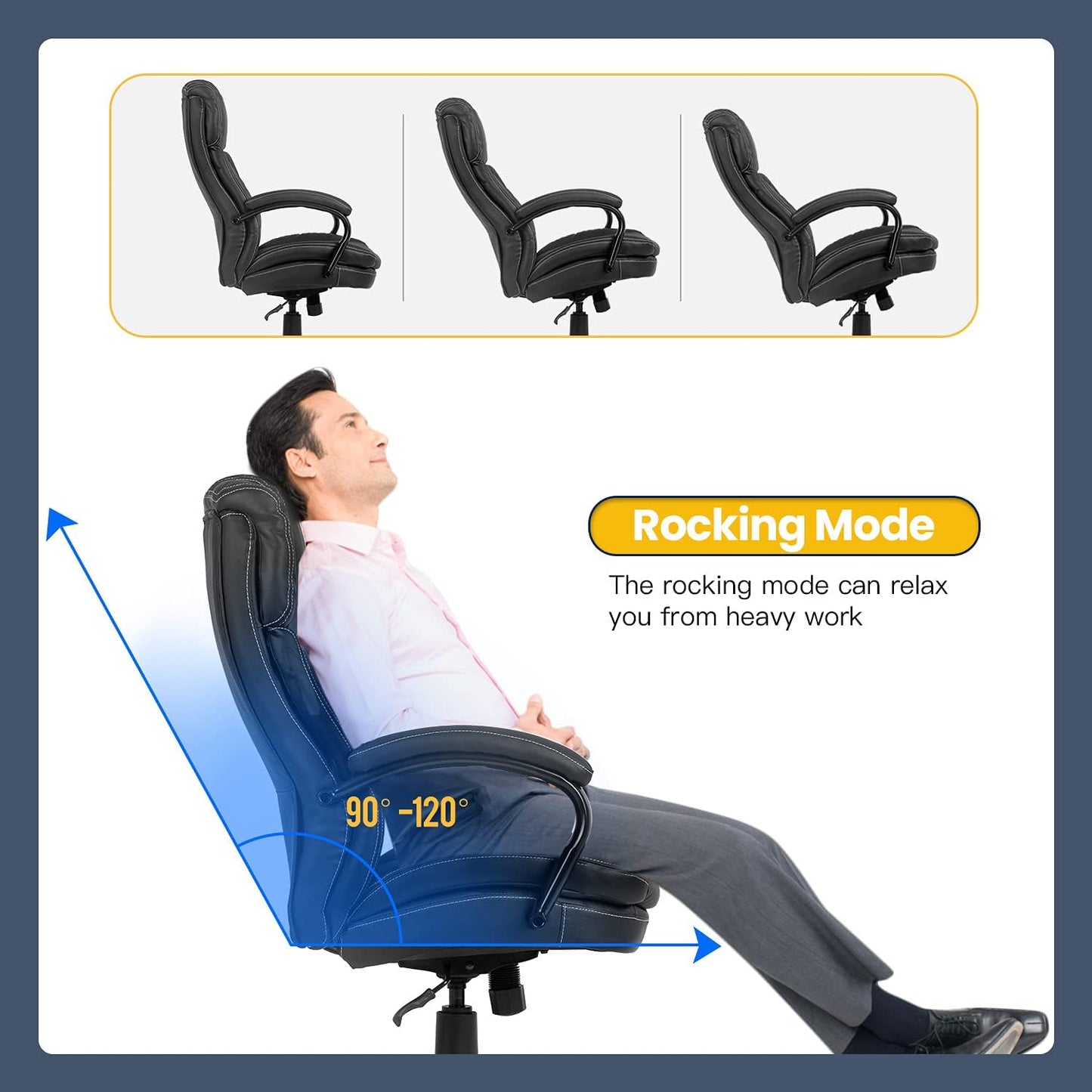Big & Tall Ergonomic Office Chair – 500lbs Capacity, Adjustable with Lumbar Support