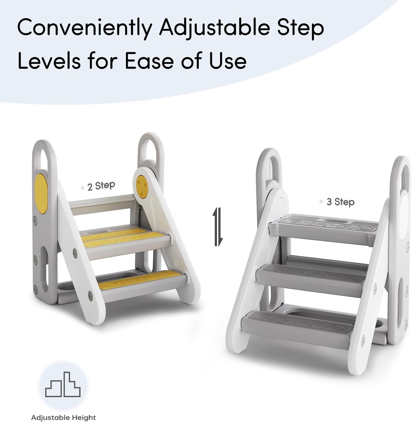 Foldable Kids Step Stool for Bathroom Sink and Potty Training, Non-Slip