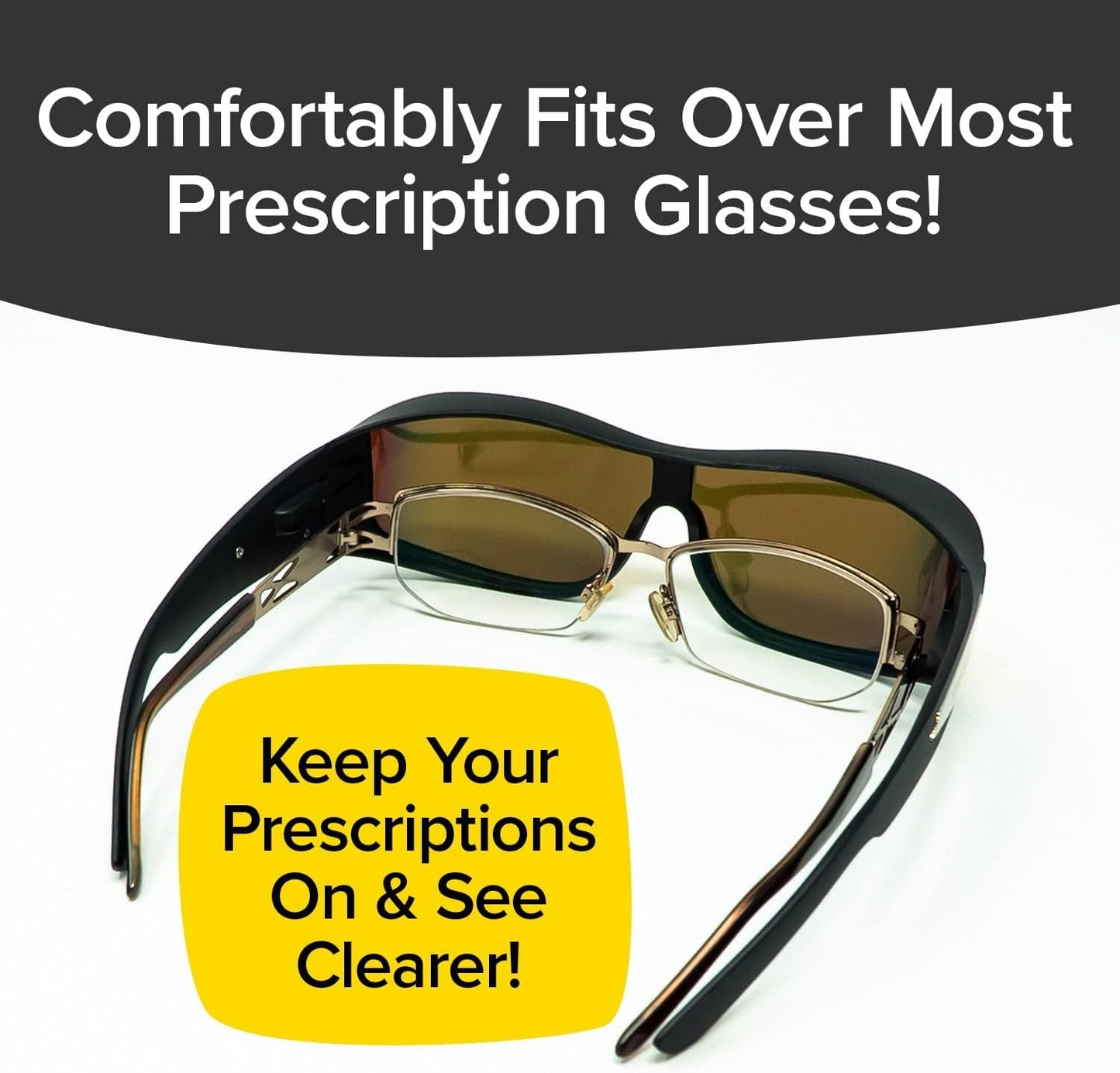 Wrap Arounds HD Polarized Sunglasses: Fits Over Prescription Glasses, Anti-Glare & UV Protection, Unisex