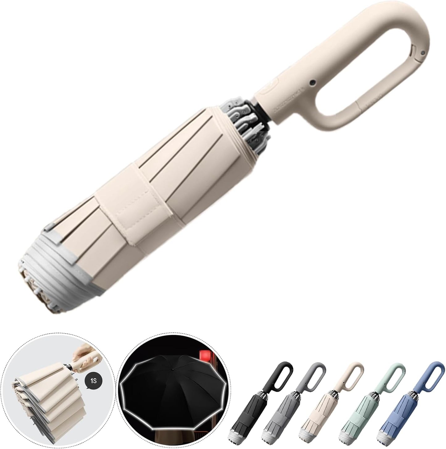 Ring Buckle Umbrella – Reflective Safety Strip, Sturdy Windproof, Reverse Automatic