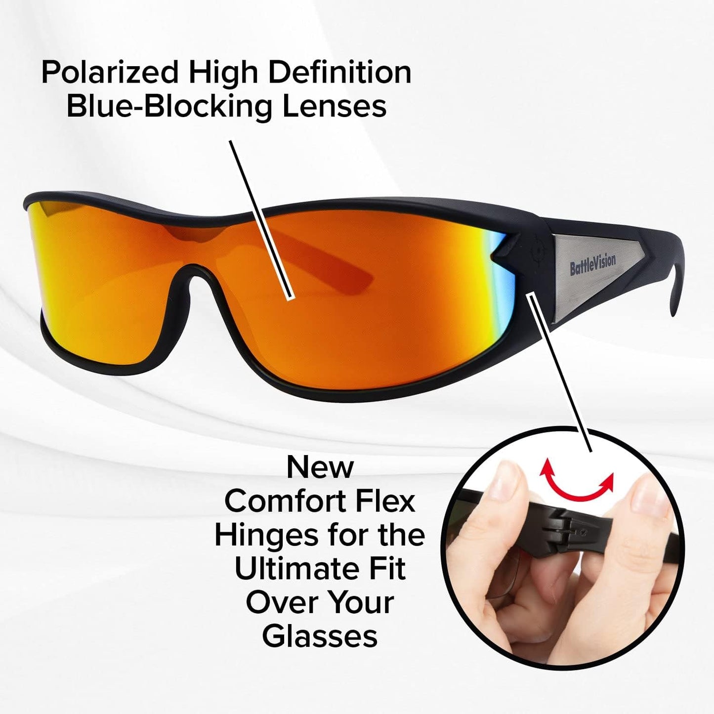 Wrap Arounds HD Polarized Sunglasses: Fits Over Prescription Glasses, Anti-Glare & UV Protection, Unisex