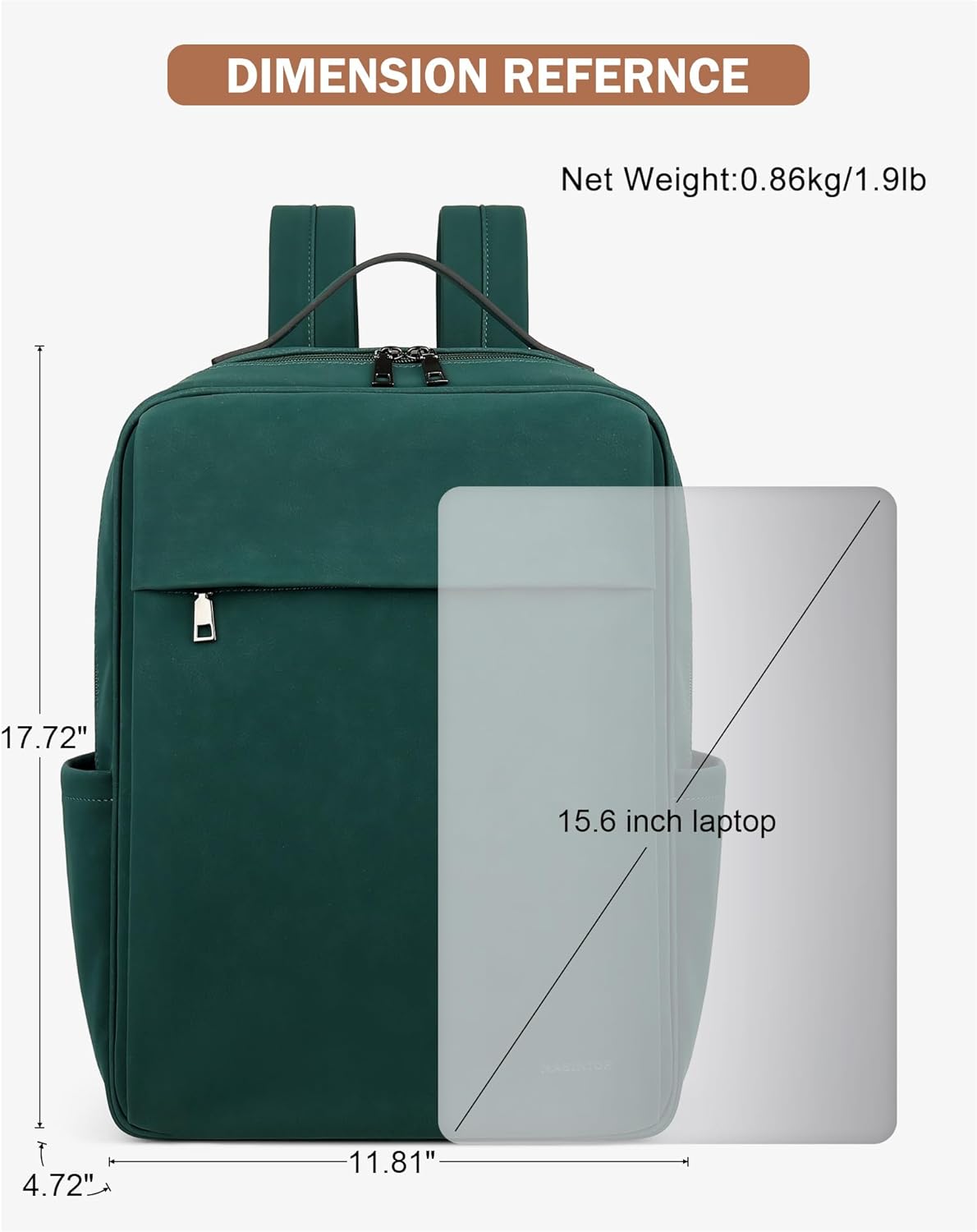15.6 inch PU Leather Laptop Backpack Purse for Women
