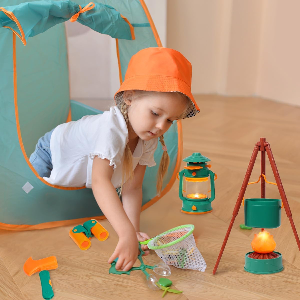 Kids Camping Set with Tent Gift Idea for Boys Age 3,4,5,6 Year Old Birthday