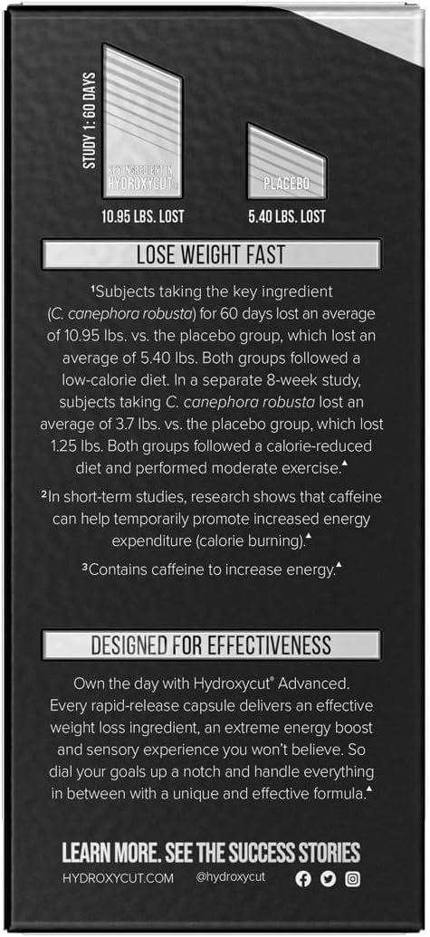 Hydroxycut Advanced – Rapid-Release Thermogenic Capsules for Energy (60 Count)