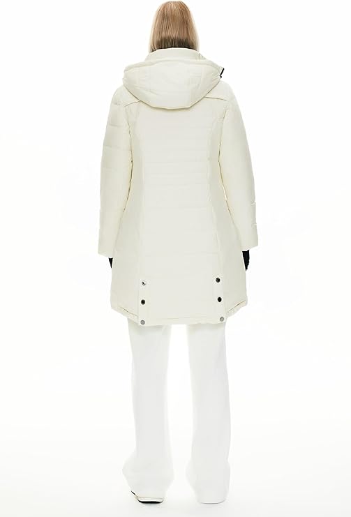 Women’s Long Hooded Down Jacket – Warm Quilted Puffer Coat, Slim Fit Winter Outerwear