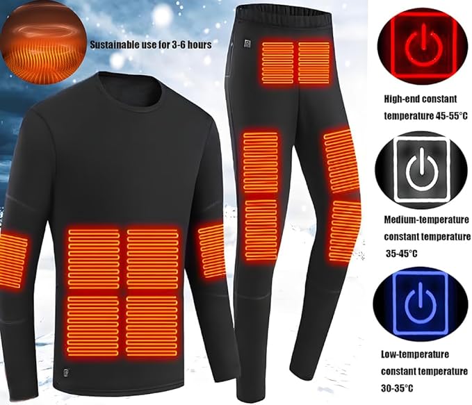 Winter Heated Thermal Underwear Set USB Charge 28-Zone for Men and Women