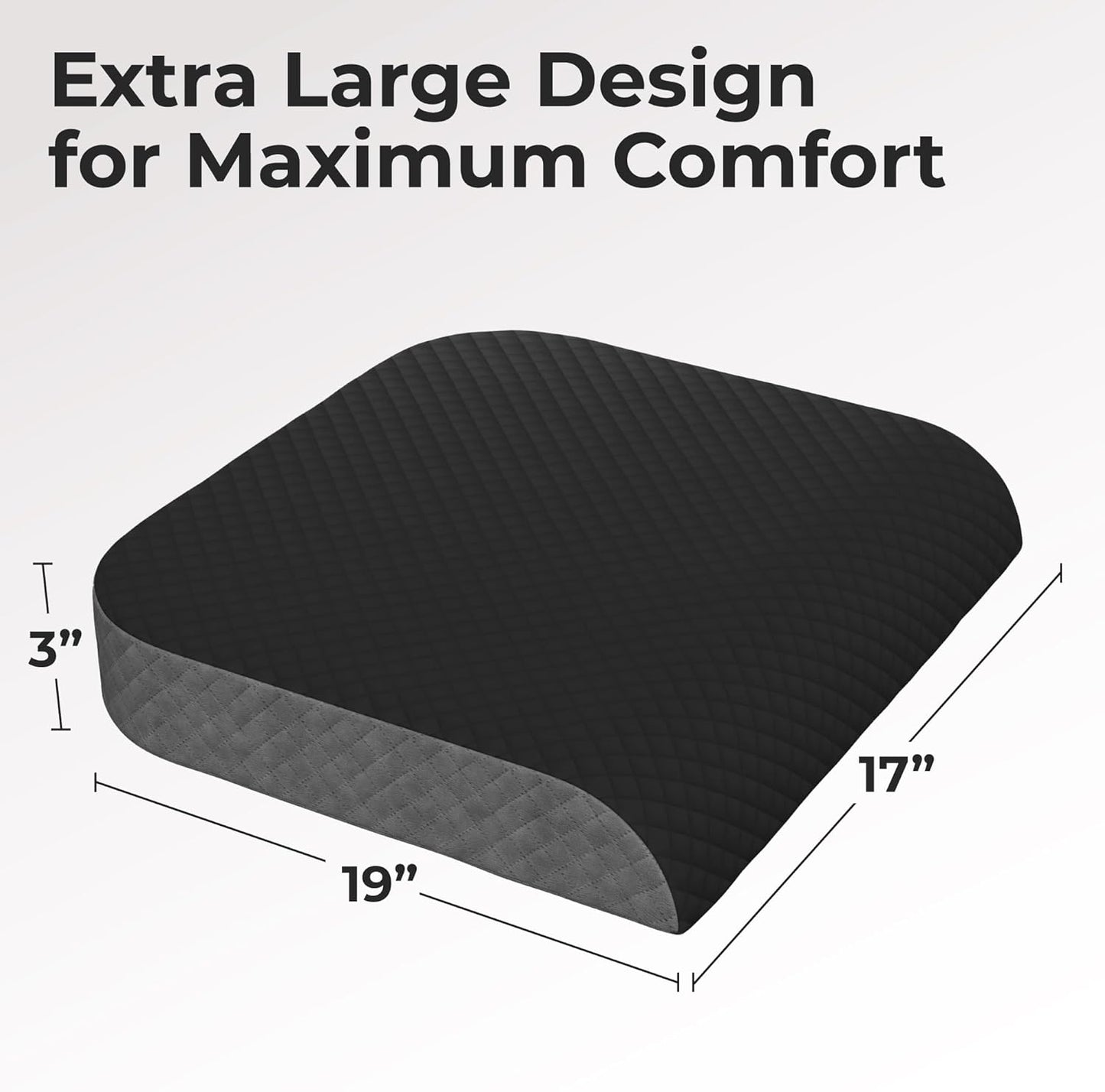 Extra Large Seat Cushion, Stylish Plush Velvet Cover, X-Large Memory Foam for Office Chair, Floor Pillow, Cushion Back Pain Coccyx Pain Relief, Carry Handle (Extra Large)