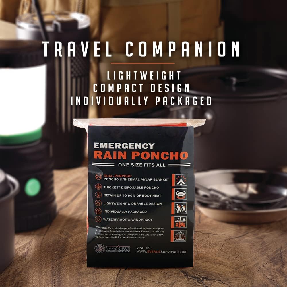 Emergency Survival Rain Poncho – Mylar Space Blanket for Camping & Disaster Kits