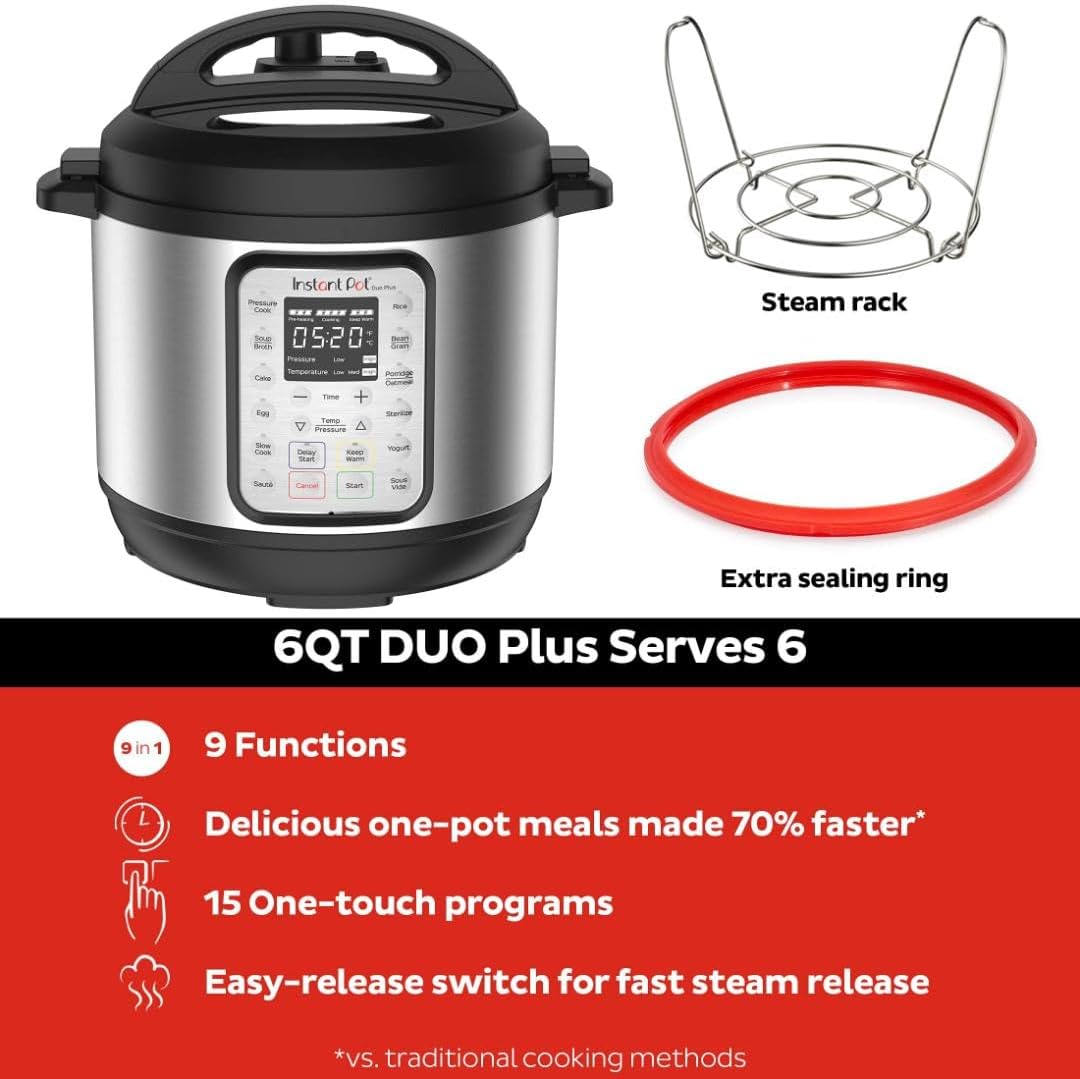 9-in-1 Electric Pressure Cooker Includes App With Over 800 Recipes, Stainless Steel, 6 Quart