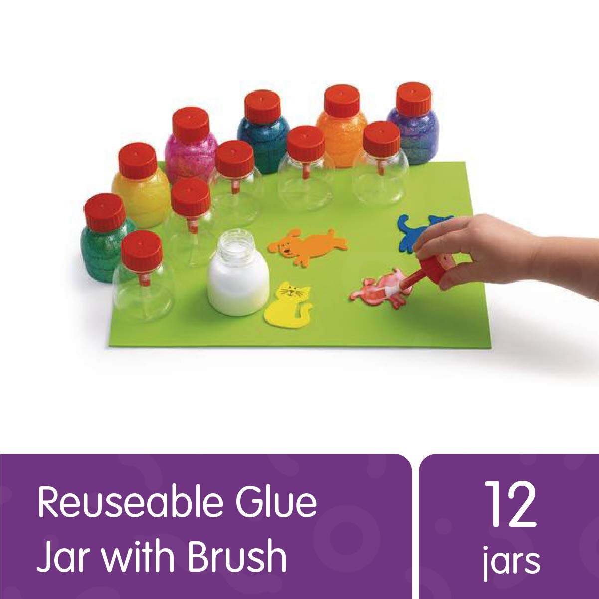 12-Pack Empty Glue Jar Set with Brushes for Arts & Crafts