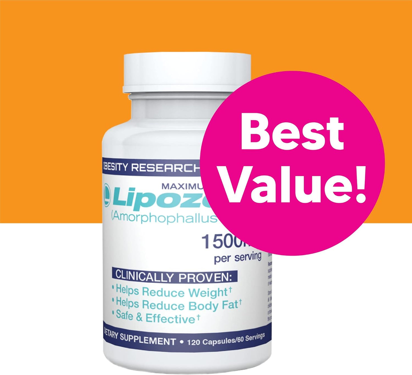 Lipozene MEGA Bottle – 120 Capsules Appetite Suppressant