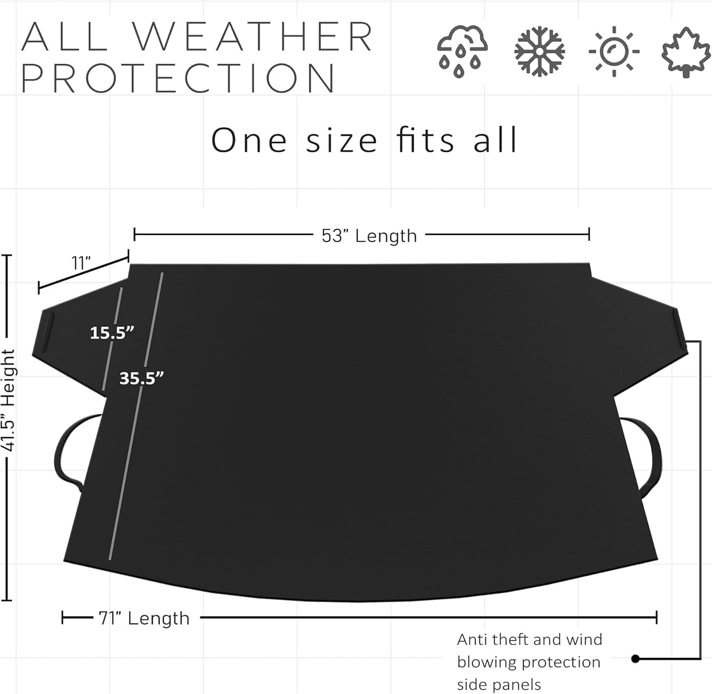 OxGord Windshield Snow & Ice Cover – All-Weather Protector for Cars, Trucks & SUVs