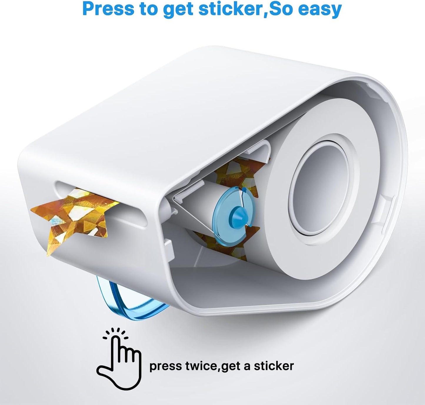 1520-Piece Manual Sticker Dispenser: 1-Inch Holographic Gold Stars, Red Hearts, and Smiley Faces for Kids' Rewards