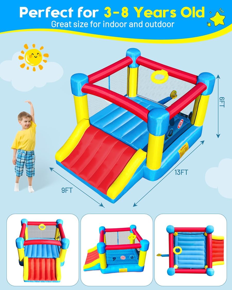 Children’s Inflatable Bounce House with Slide for Indoors and Outdoors