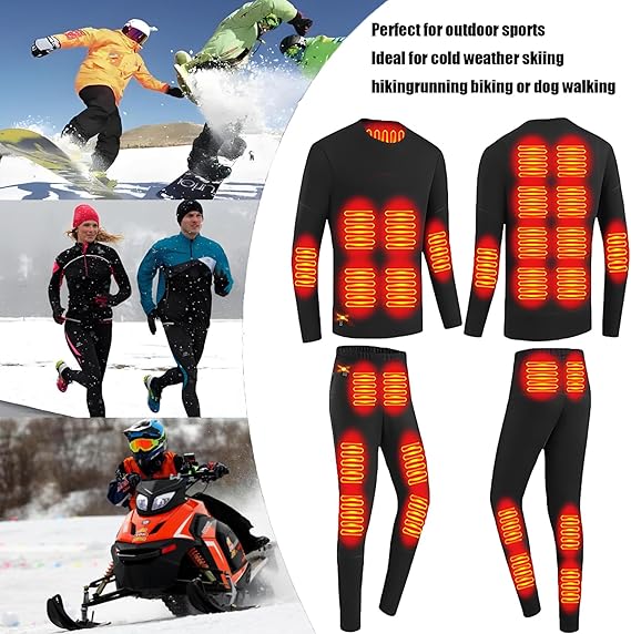 Winter Heated Thermal Underwear Set USB Charge 28-Zone for Men and Women