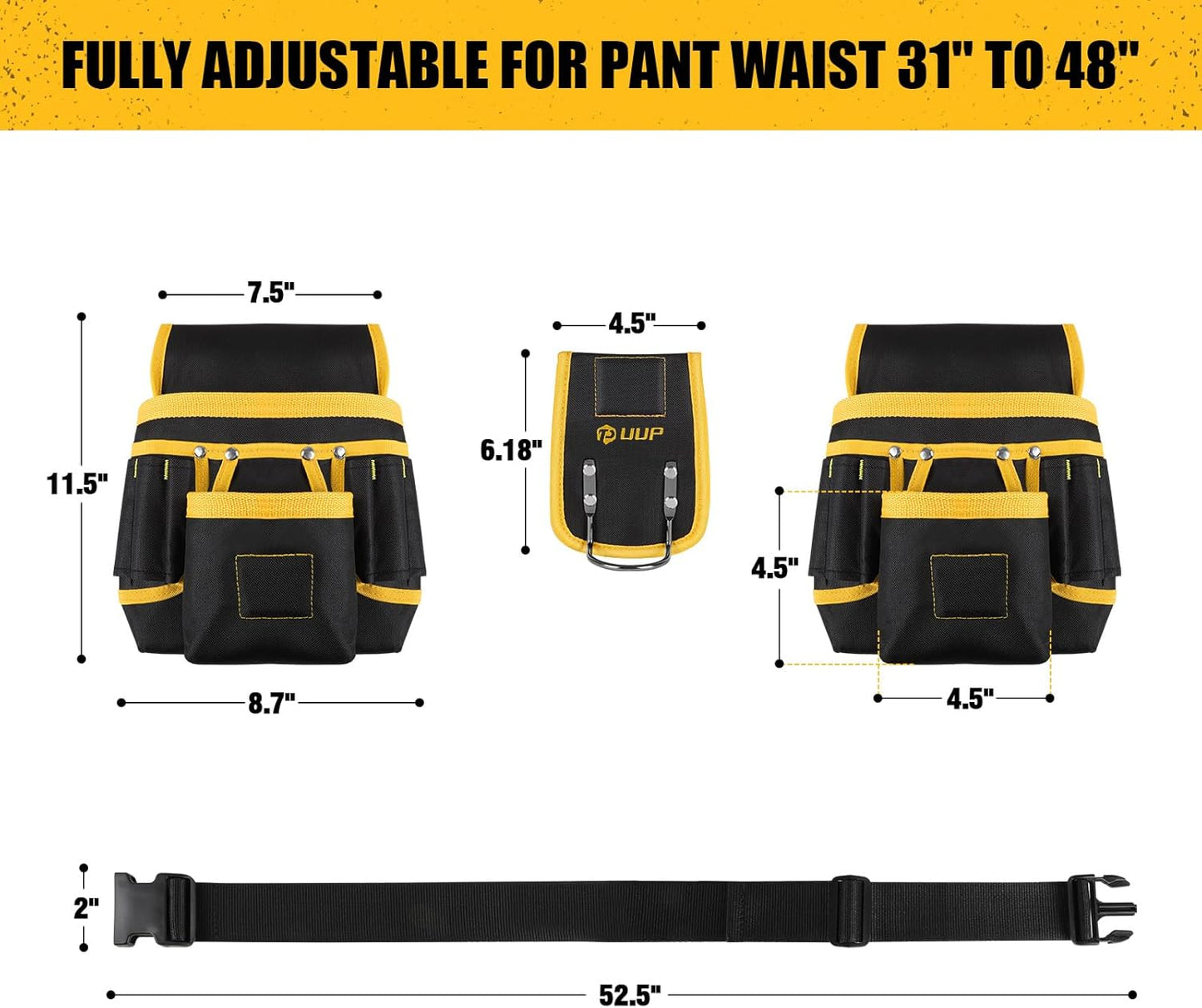 Magnetic Tool Belt for Men β 26 Pocket Heavy-Duty Tool Pouch with Magnet Holster & Adjustable Waist Belt