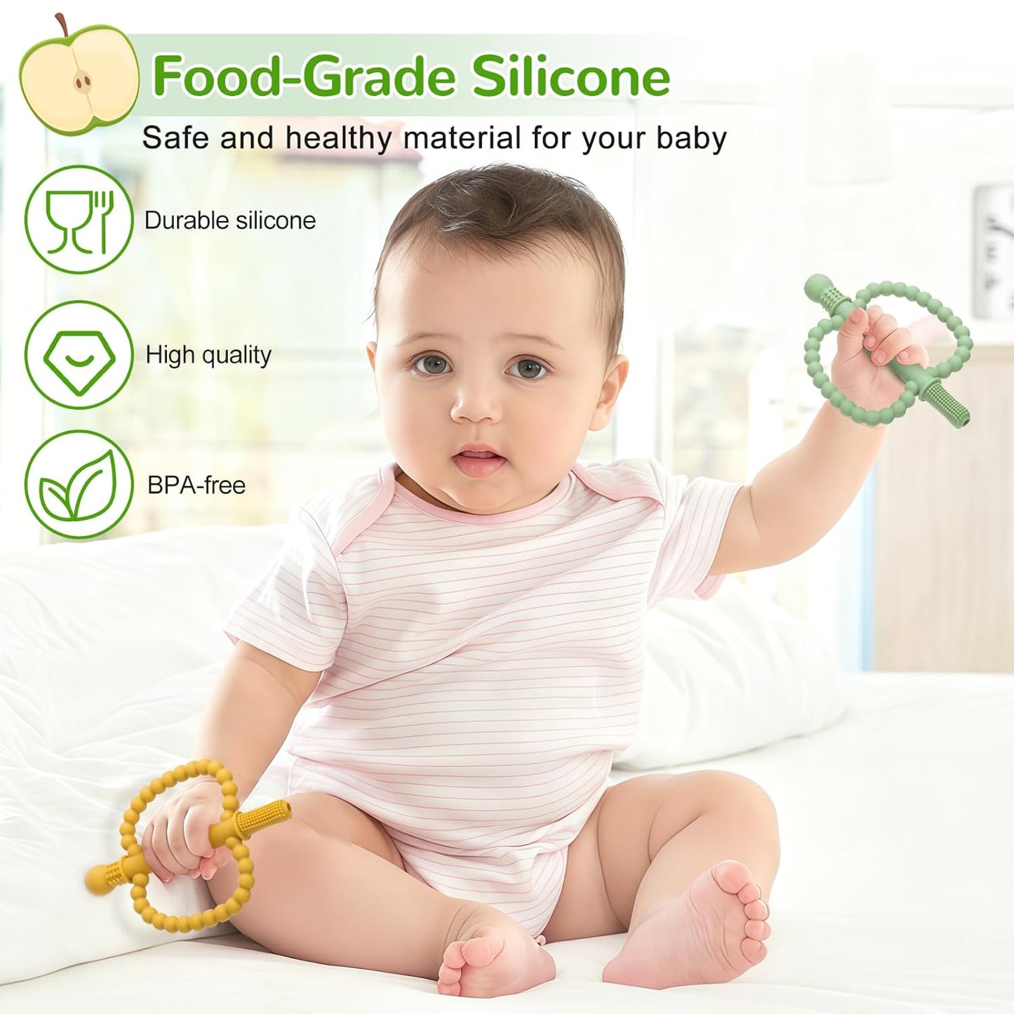 Baby Silicone Teething Tubes – Anti-Choking Chew Straw Sensory Teethers (0–36 Months)