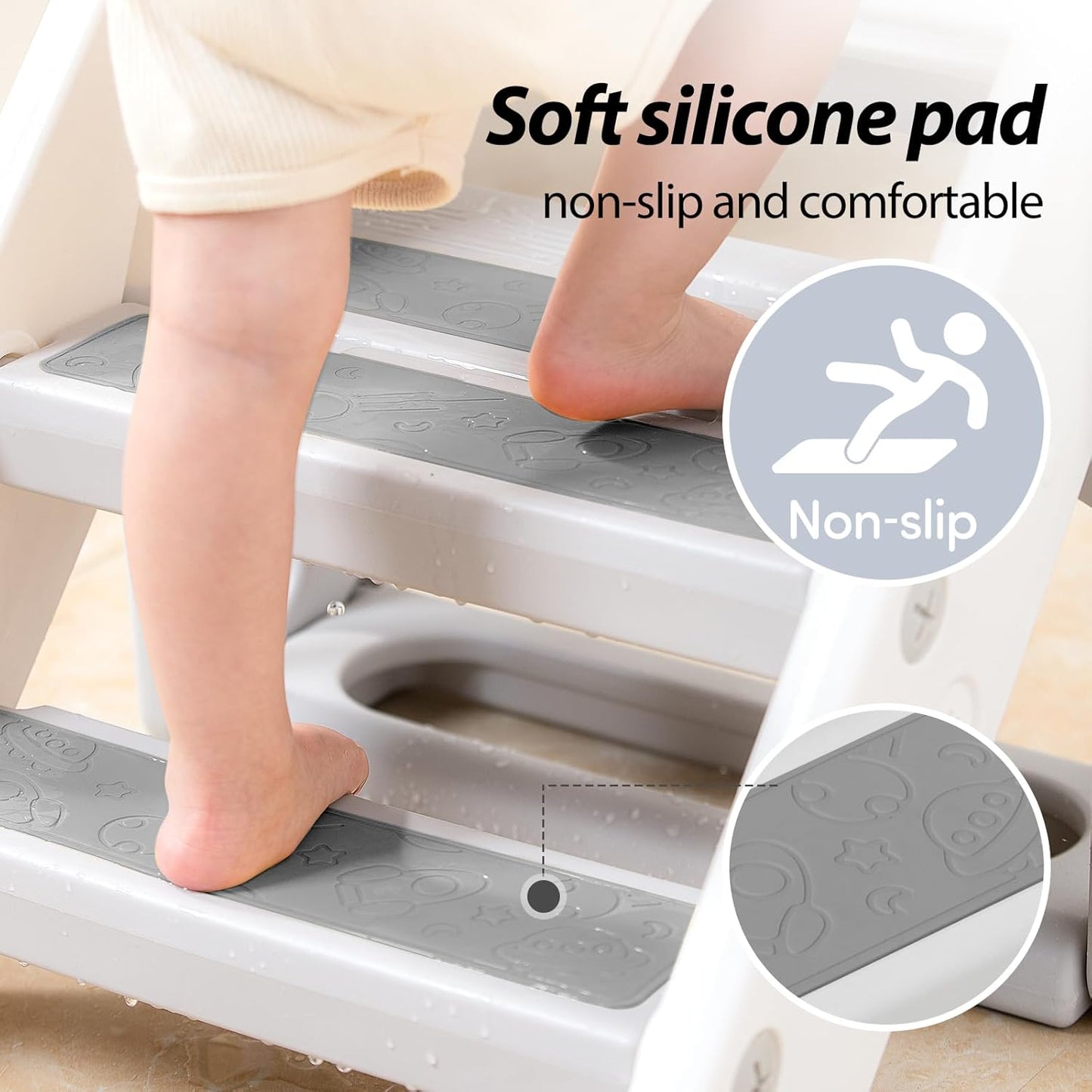 Foldable Kids Step Stool for Bathroom Sink and Potty Training, Non-Slip