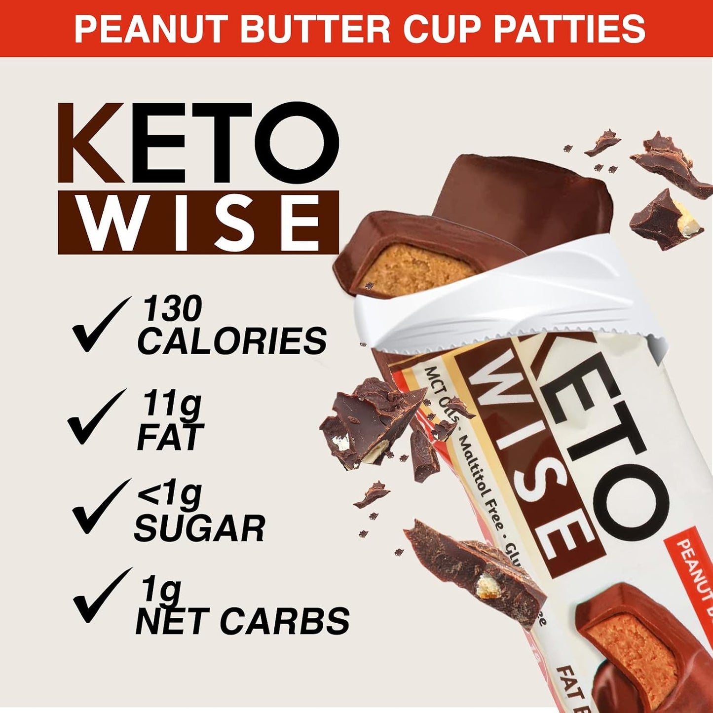 Peanut Butter Cup Fat Bombs ā Keto-Friendly, Zero Sugar Added, Low Carb with MCT Oil, 16 Count