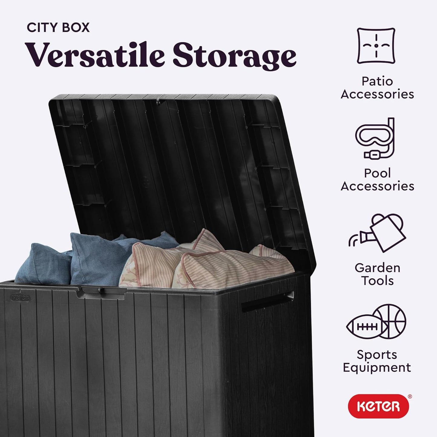 30-Gallon Resin Outdoor Storage Box and Patio Furniture Side Table