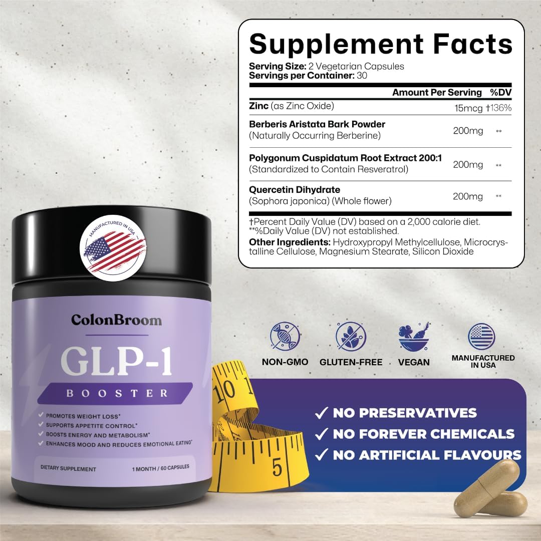 GLP-1 Support Weight Management Capsules – Vegan, Gluten-Free Metabolic & Appetite Support (60 Count)