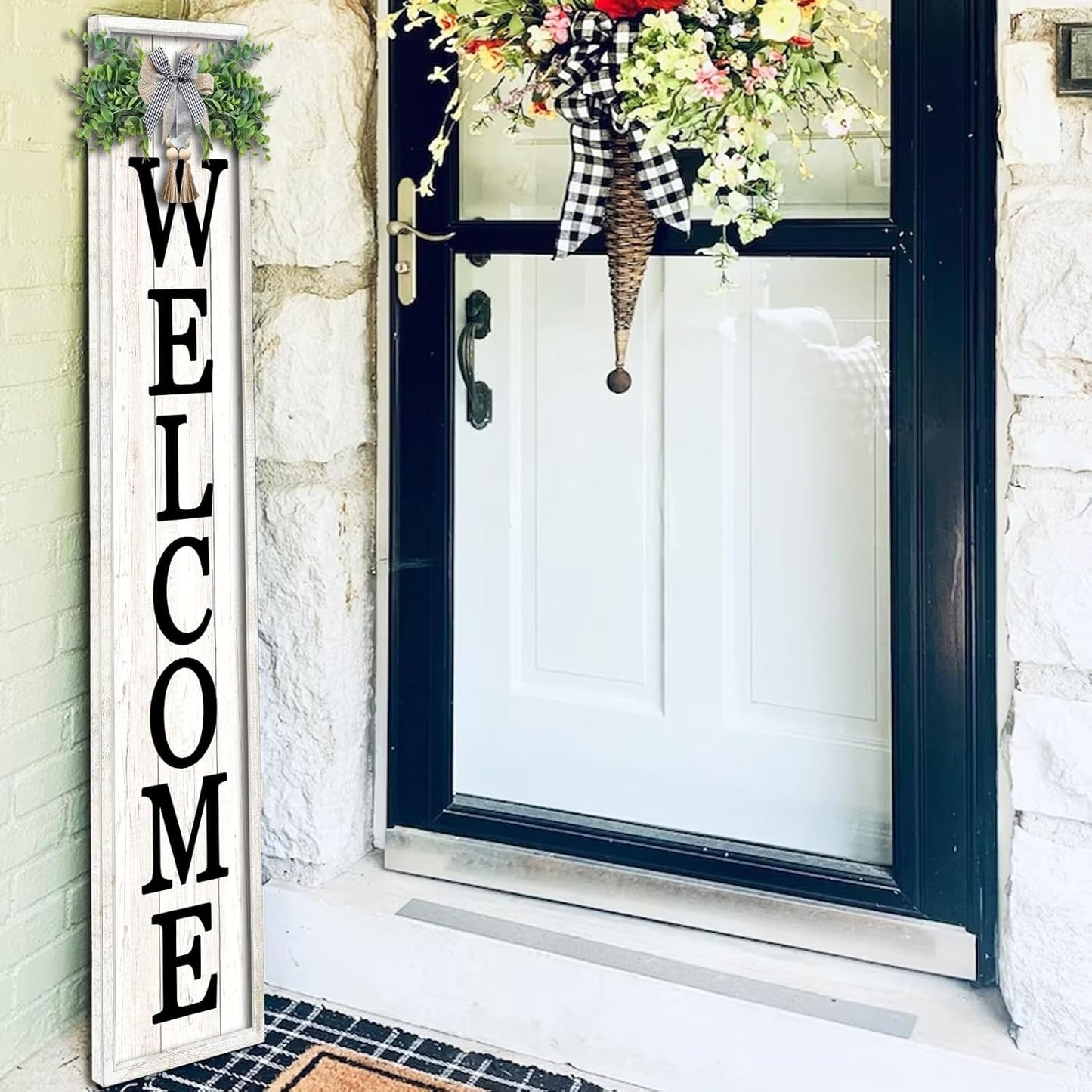 Standing Welcome Sign for Front Porch (White)