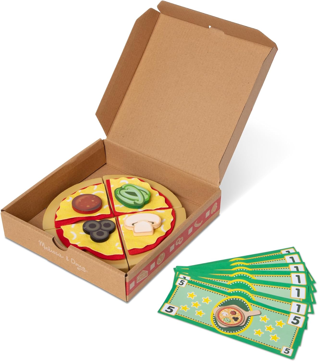Top & Bake Wooden Pizza Counter Play Set (41 Pcs) - Pretend Food Toy for Kids Ages 3+